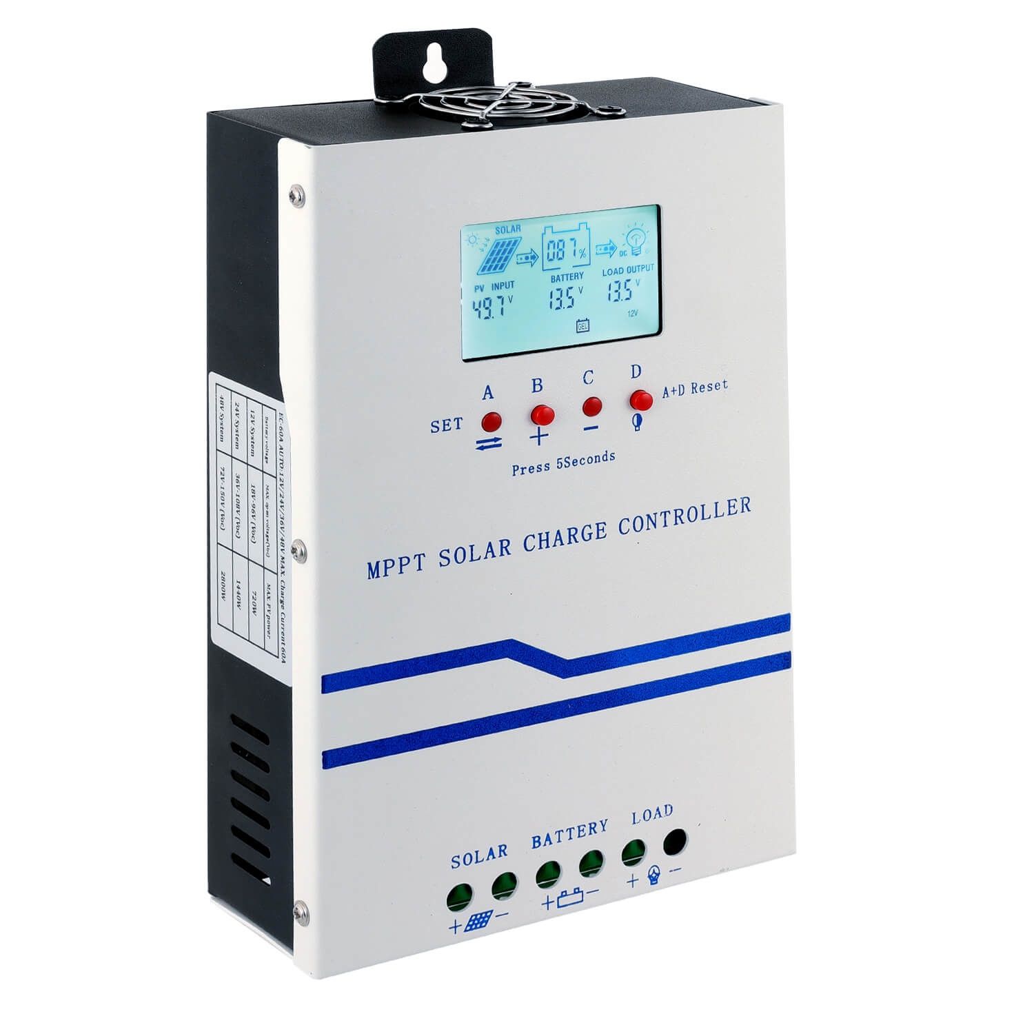 Controlador de Carga 100A MPPT 12V/24V/36V/48V SRNE - MC48100N25 Controlador de Carga 100A MPPT 12V/24V/36V/48V SRNE - MC48100N25