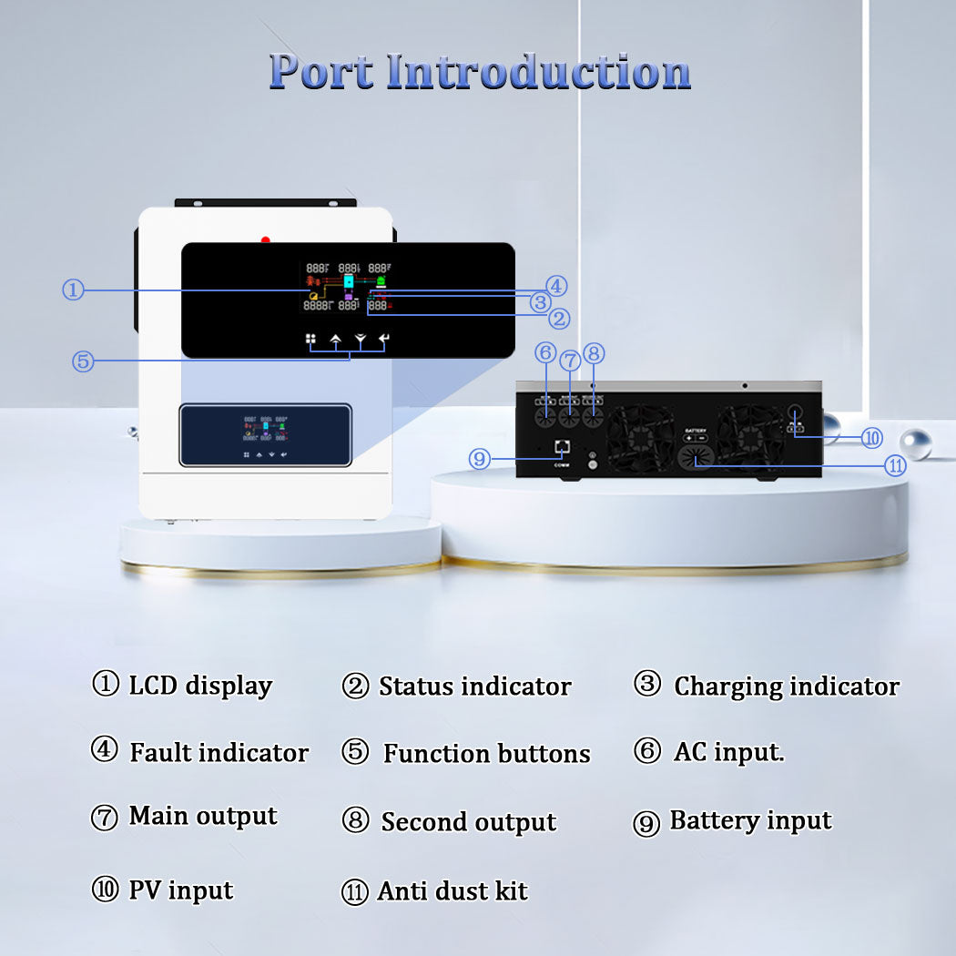 Y&H 6.2KW 48V Solar Hybrid Inverter Pure Sine Wave MPPT 120A Solar Charger Max PV Power 6500W Input support WiFi Communication