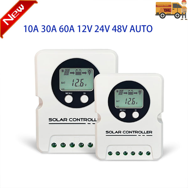 Y&H 10A 30A 60A Solar Panel Charge Controller 12V 24V 48V Battery Regulator with Dual USB fit for Sealed, Gel,Flooded and LiFePO4, Li(NiCoMn)O2 battery