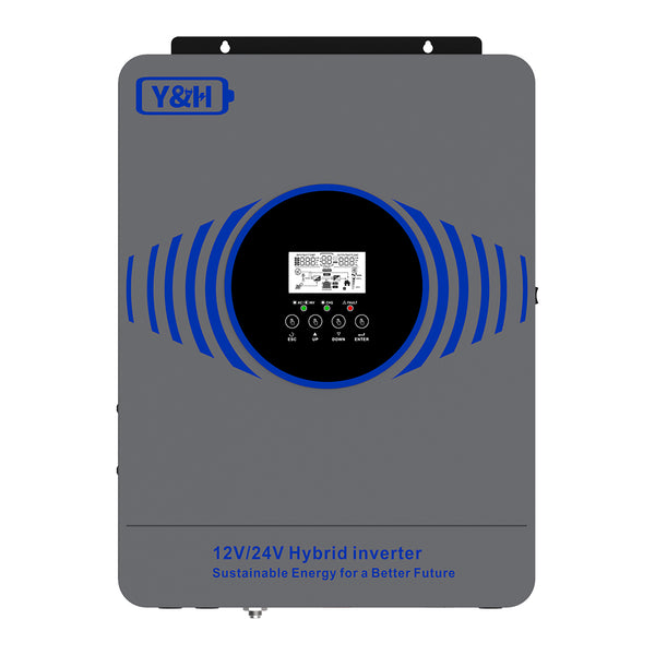 Y&H 4200W Hybrid Solar Inverter Dual Battery Voltage 12V/24V,Built-in MPPT 100A Solar Charger Max PV Power 4000W Input with BMS,WIFI Communication