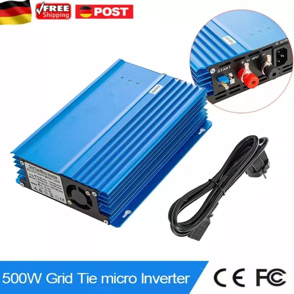 Inversor de conexión a red Y&amp;H de 500 W, CC 16 V-28 V/26 V-45 V, onda sinusoidal pura MPPT, salida CA 230 V para 12 V/24 V