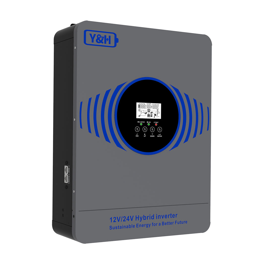 Y&H 4200W Hybrid Solar Inverter Dual Battery Voltage 12V/24V,Built-in MPPT 100A Solar Charger Max PV Power 4000W Input with BMS,WIFI Communication