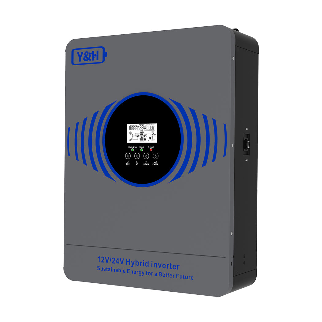 Y&H 4200W Hybrid Solar Inverter Dual Battery Voltage 12V/24V,Built-in MPPT 100A Solar Charger Max PV Power 4000W Input with BMS,WIFI Communication