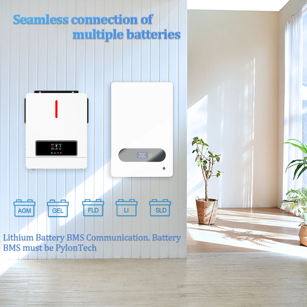 Y&H 6.2KW 48V Solar Hybrid Inverter Pure Sine Wave MPPT 120A Solar Charger Max PV Power 6500W Input support WiFi Communication