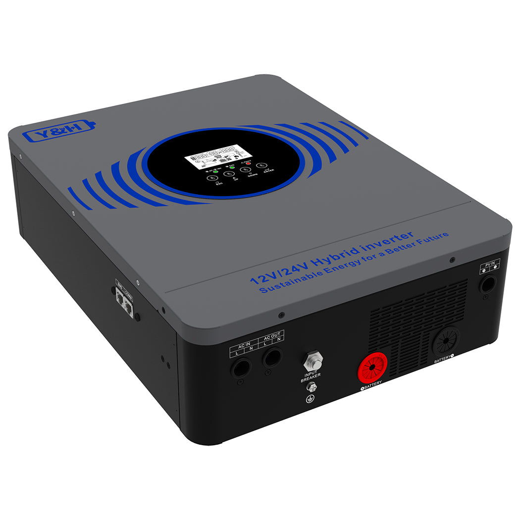 Y&H 4200W Hybrid Solar Inverter Dual Battery Voltage 12V/24V,Built-in MPPT 100A Solar Charger Max PV Power 4000W Input with BMS,WIFI Communication