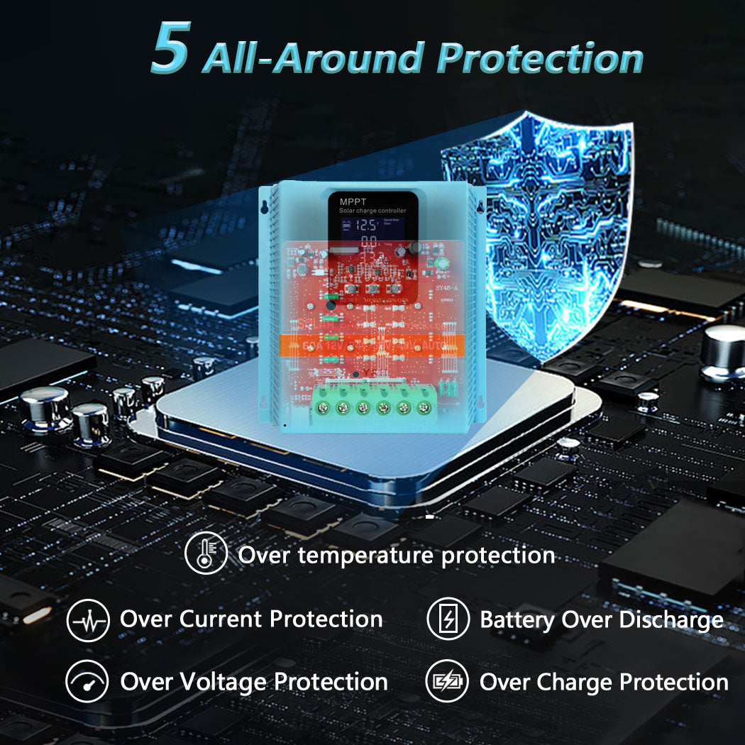 MPPT 60A/80A/100A Solar Charge Controller 12V 24V 36V 48V LCD Display Battery Intelligent Regulator Max 100V Input Dual USB for Lead-acid/Lithium