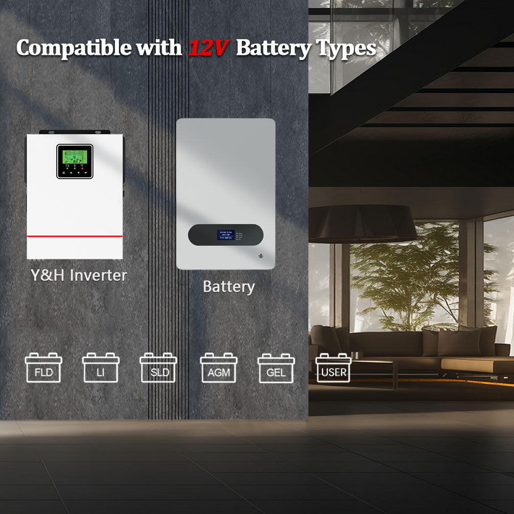 Y&H 1000W 12V Solar Hybrid Inverter AC230V Off-Grid Pure Sine Wave with 40A MPPT Solar Charger Max PV 600W DC150V Input