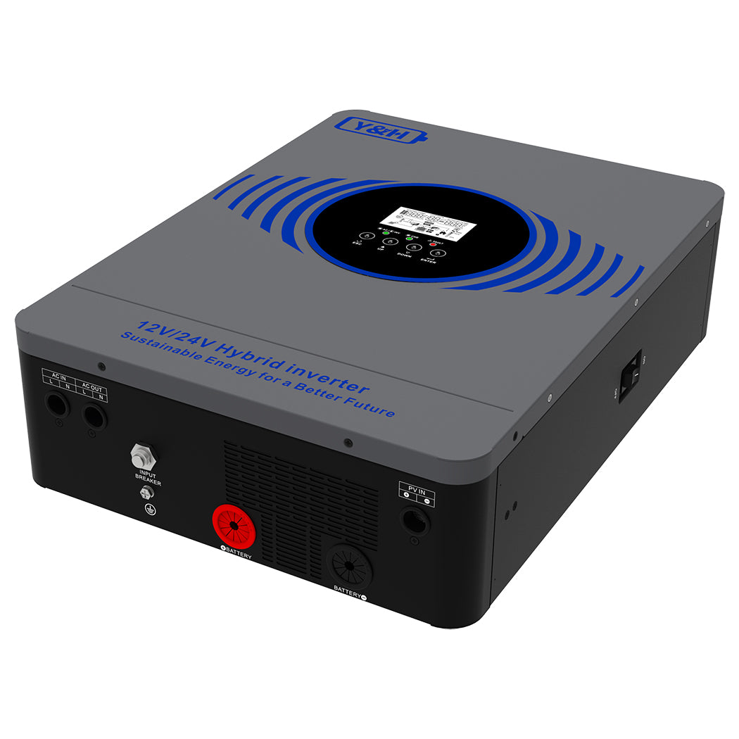 Y&H 4200W Hybrid Solar Inverter Dual Battery Voltage 12V/24V,Built-in MPPT 100A Solar Charger Max PV Power 4000W Input with BMS,WIFI Communication