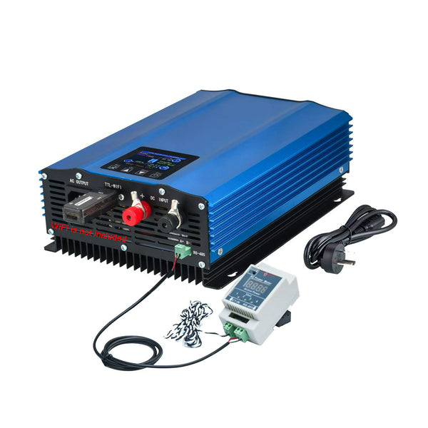 Inversor de conexión a red Y&amp;H de 1200 W con limitador de potencia y pantalla LCD, entrada solar de 55 a 90 V CC, 230 V CA