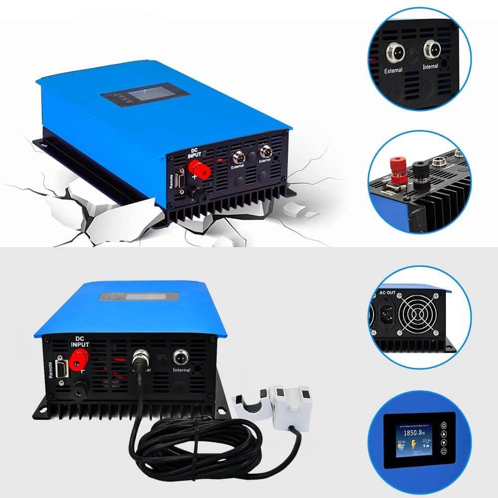 Y&H 1000W Stackable Grid Tie Inverter with Power Limiter Sensor DC26-6 ...