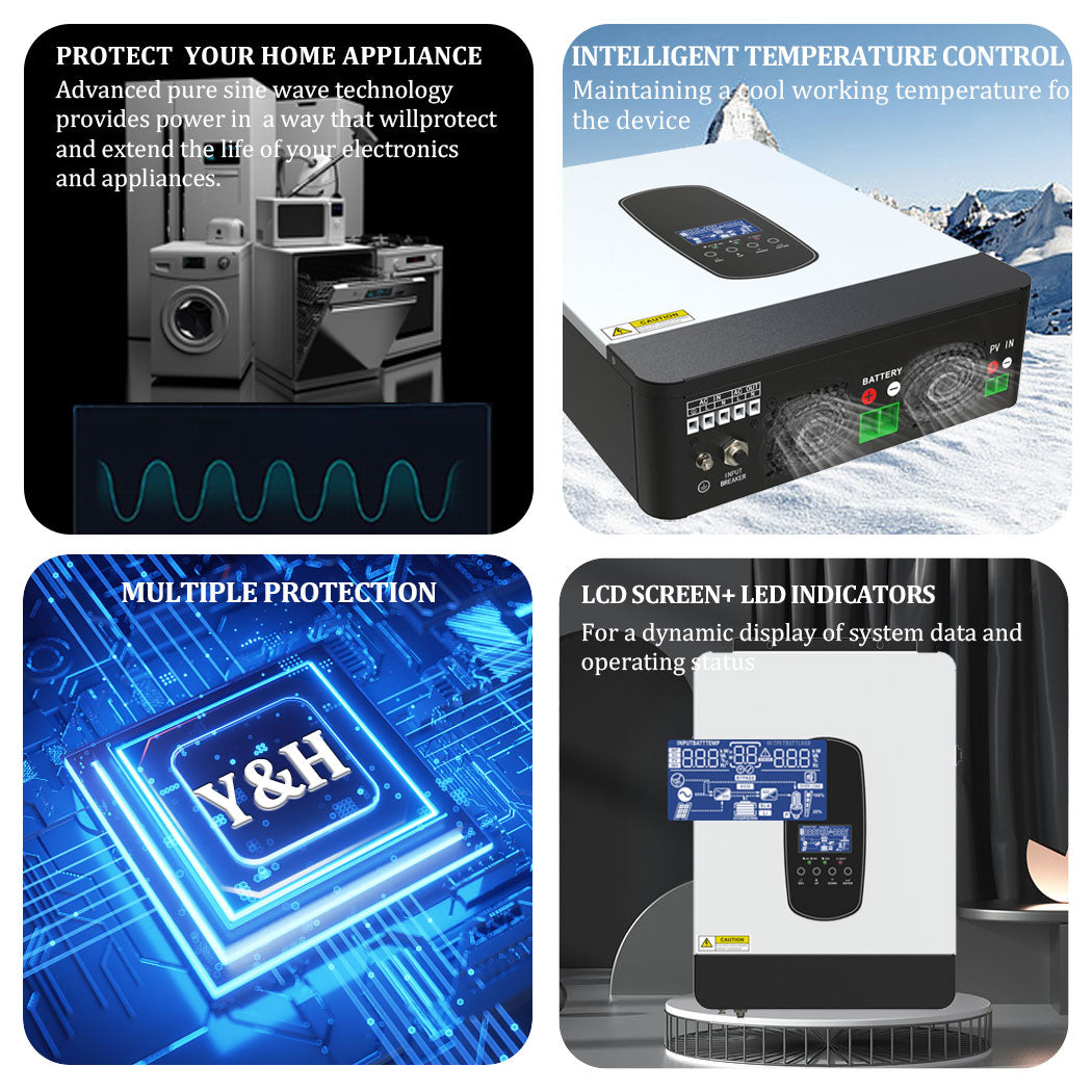 2200 W 12 VDC auf 230 VAC Solar-Hybrid-Wechselrichter