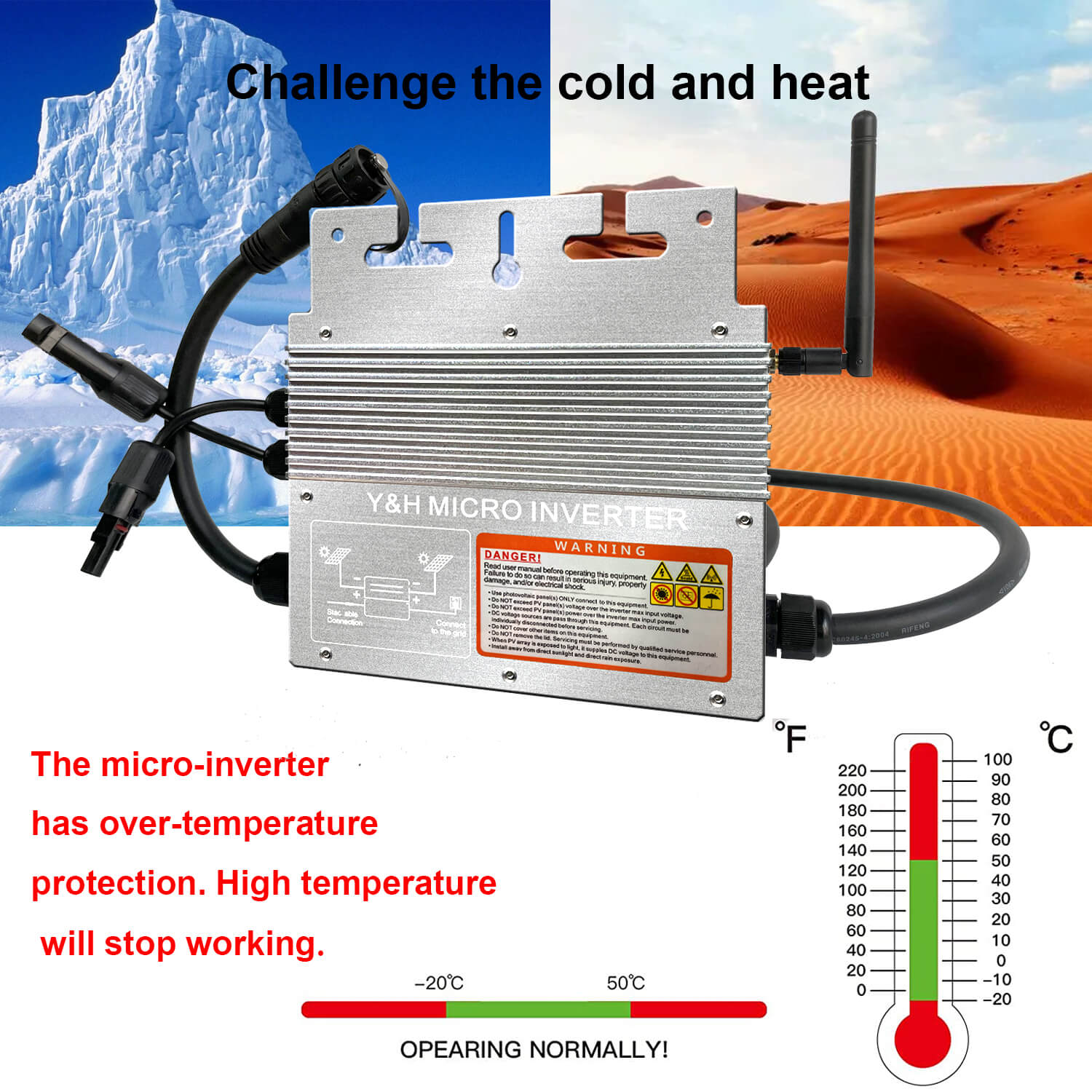 Y&H 600W Grid Tie Micro Inverter DC30-60V AC 220V with WIFI