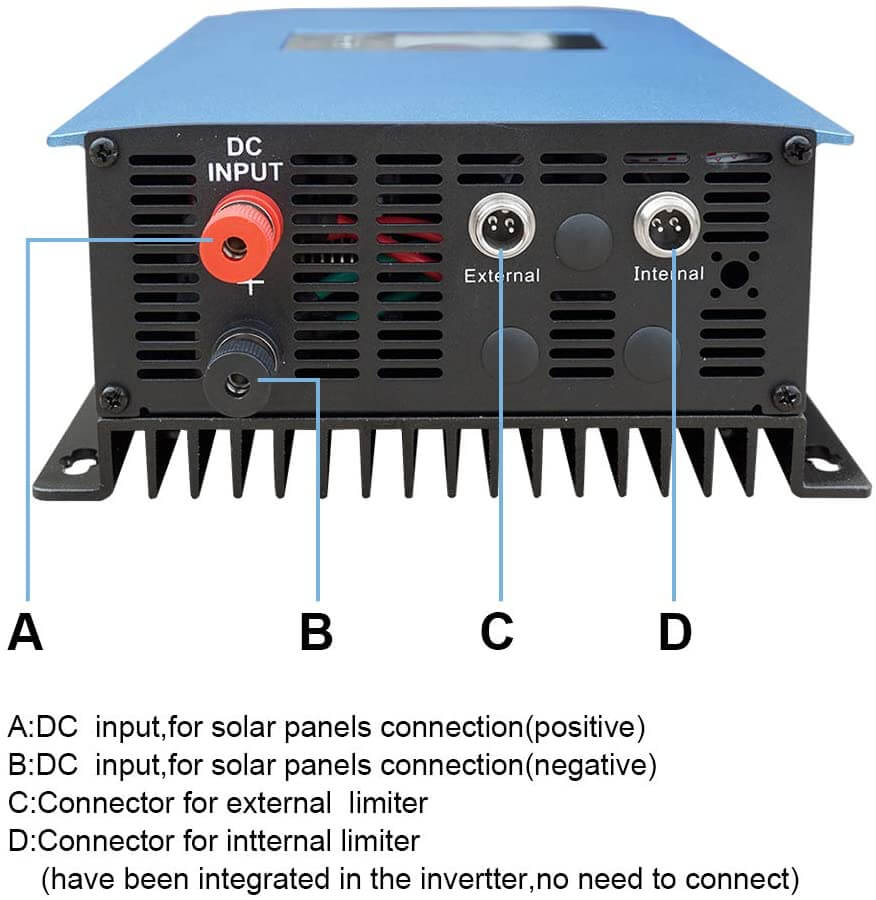 Y&H 1000W Stackable Grid Tie Inverter with Power Limiter Sensor DC26-6 ...