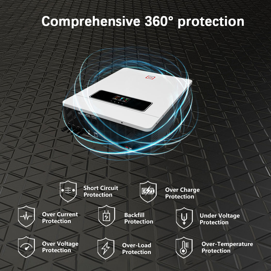 Y&H 10.2KW 48V Solar Hybrid Inverter Off-Grid Pure Sine Wave MPPT 160A Solar Charger PV Max 500V Input AC230V